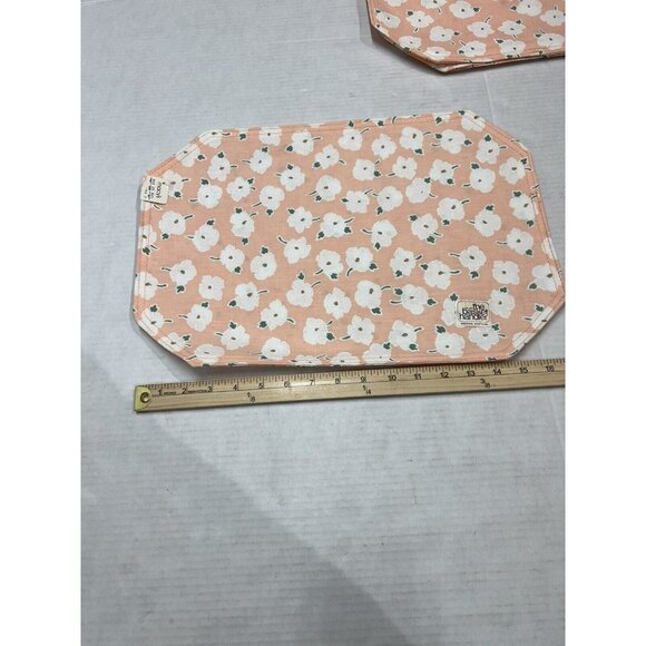 Vintage Embroidered Placemats Appliqué Peach White Floral Set Of 4 - Picture 7 of 9